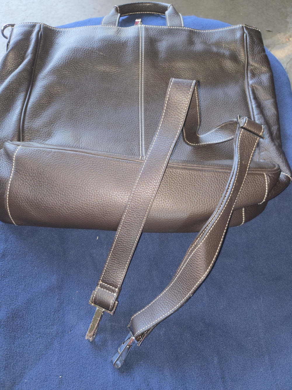 Lambertson Truex Dark Brown Pebbled Leather Document Case Tote Bag Strap Italy